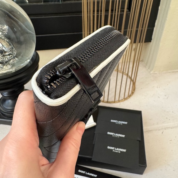 SOLD - 💎AUTH YSL Saint Laurent Monogram Zip Around Wallet Black - Picture 6 of 14